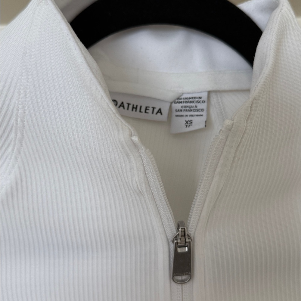 Athleta Ribbed White Zip-Up Jacket - Picture 2 of 4